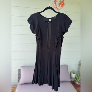 Forever 21 Black Ruffle Mini Dress